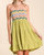 Linen Blend Strapless Tiered Dress With Crochet Overlay - Avocado