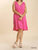 Linen Blend V Neck Dress With Frayed Ruffle Hem Plus - Hot Pink