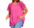 Linen Plus Top With Crochet Sleeves - Hot Pink