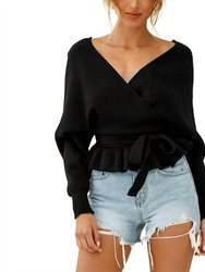 Long Sleeve Baby Doll Sweater - Black