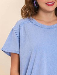 Mineral Wash Linen Blend Round Neck Short Sleeve T-Shirt