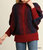 Puff Sleeve Chunky Knit Sweater - Navy And Red