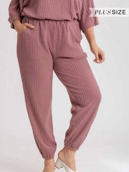 Ribbed Knit Jogger Plus - Dusty Mauve