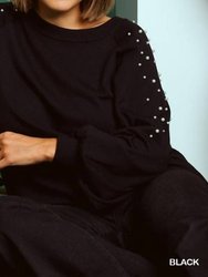 Round Neck Pullover Sweater - Black