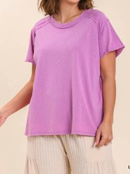 Round Neck Short Sleeve T-Shirt - Lilac
