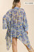 Sheer Floral Print Open Front Plus Size Kimono With Crochet Detail