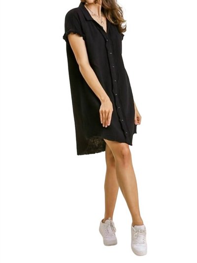 Umgee Short Sleeve Gauze Shirt Dress In Black product