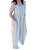 Smocked Jumpsuit In Yellow And Blue Stripes - Yellow And Blue Stripes