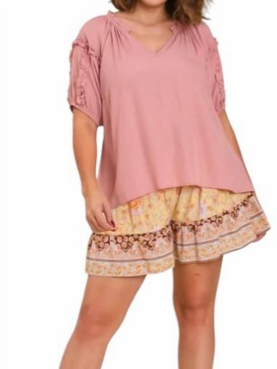 Umgee Split Neck Puff Sleeve Blouse In Pink product