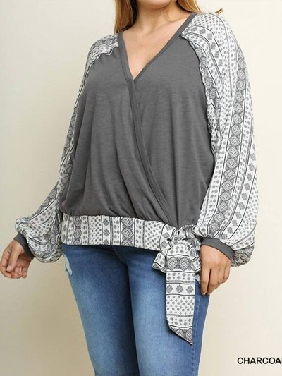 Umgee Surplice Printed Puff Sleeves Plus Top product