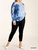 Tie Dye Button Front Raglan Sleeve Top With Raw Hem In Denim