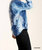 Tie Dye Button Front Raglan Sleeve Top With Raw Hem In Denim