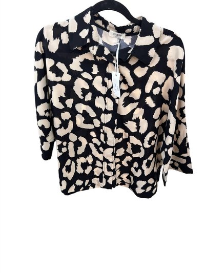 umgee Two Tone Leopard Print Hidden Button Down Top product