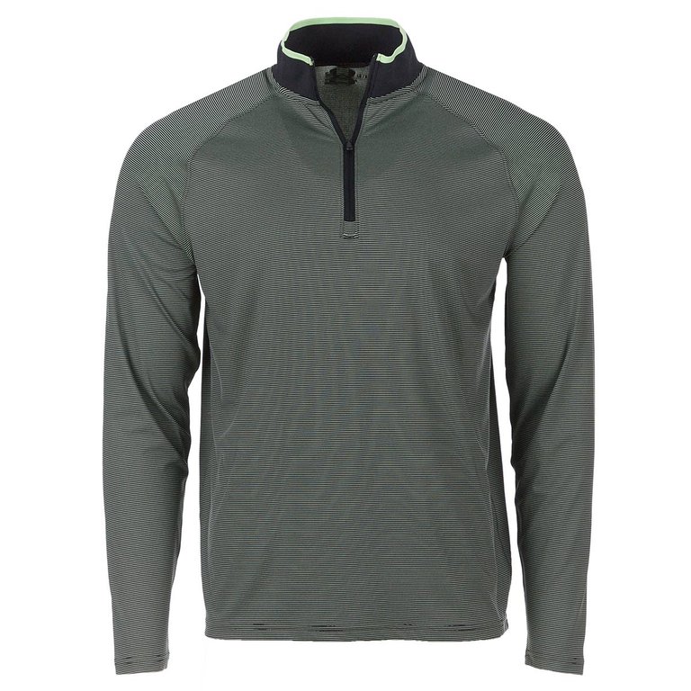 Men's T2 Green Stripe 1/4 Zip - Black/Key Lime