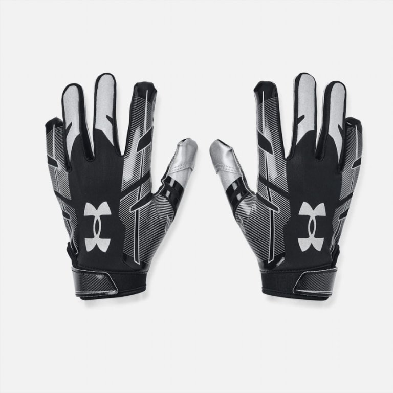 Youth Ua F8 Football Gloves - Black/Metallic Silver