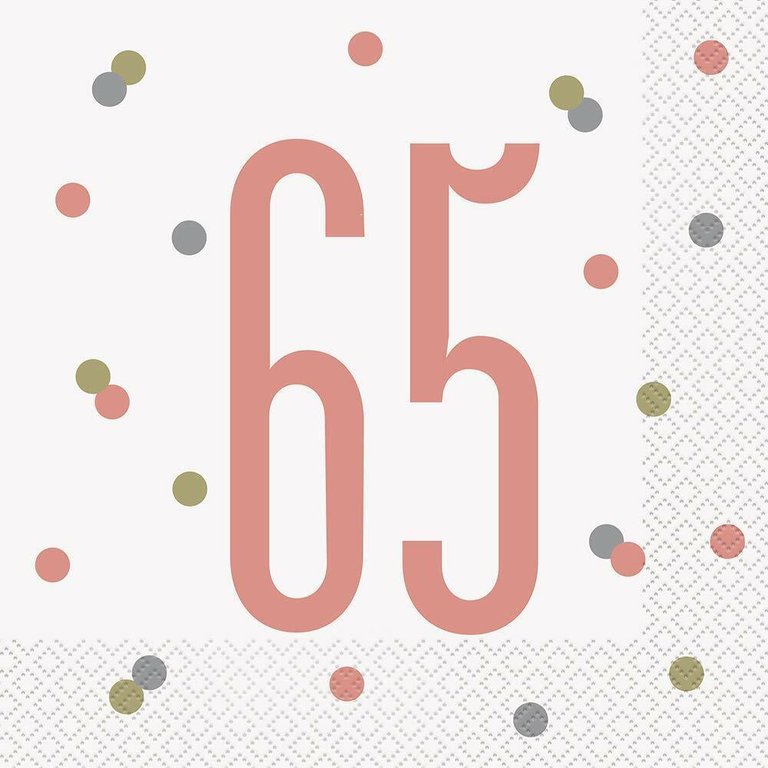 Unique Glitz 65th Birthday Party Napkins (16 Per Pack)