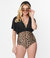 Leopard & Black Mesh Sleeved Torrey Swimsuit