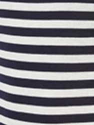 Navy Blue Stripe Scoop Neck Bodysuit