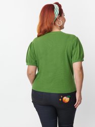 Plus Size Green & Peach Cardigan