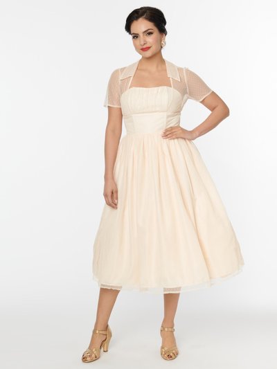Unique Vintage Unique Vintage Peach Clip Dot Bridal Libby Swing Dress product