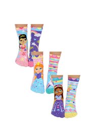 6 Pack Girls Cute Novelty Princess Odd Socks In A Gift Box - Princess