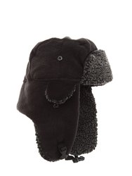 EX-STORES Unisex Mens/Womens Fleece Trapper Hat, Ski Hat (Black) - Black