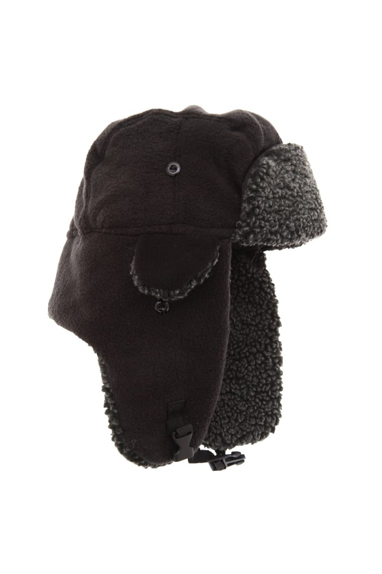 EX-STORES Unisex Mens/Womens Fleece Trapper Hat, Ski Hat (Black) - Black