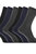 Mens 100% Cotton Plain Work/Casual Socks (Pack Of 6) (Black/Navy/Gray)