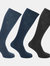 Mens 100% Cotton Ribbed Knee High Socks (Pack Of 3) - Blue/Black/Navy