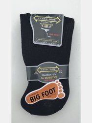 Mens Extra Wide Comfort Fit Wide Feet Diabetic Socks (3 Pairs) (Black)