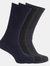 Mens Extra Wide Comfort Fit Wide Feet Diabetic Socks (3 Pairs) (Navy/ Black) - Navy/ Black