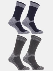Mens Heavy Weight Reinforced Toe Work Boot Socks (Pack Of 4) (Navy/Grey) - Navy/Grey