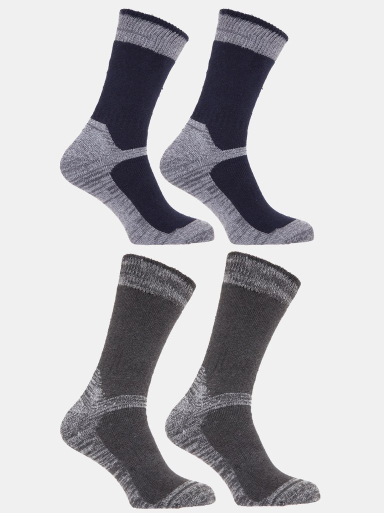 Mens Heavy Weight Reinforced Toe Work Boot Socks (Pack Of 4) (Navy/Grey) - Navy/Grey