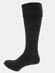 Mens Scottish Highland Wear Wool Kilt Hose Socks (1 Pair) (Black)
