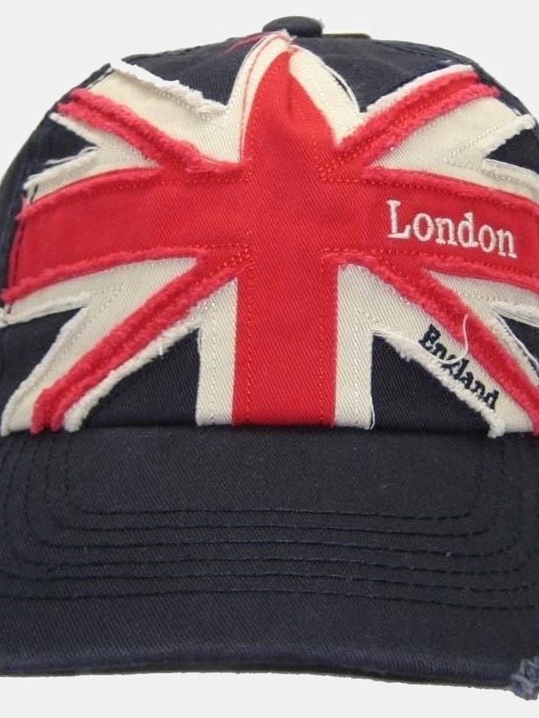 Mens Union Jack London England Embroidered Baseball Cap (Navy/Red) - Navy/Red