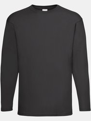 Mens Value Long Sleeve Casual T-Shirt (Jet Black) - Jet Black