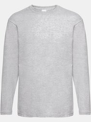 Mens Value Long Sleeve Casual T-Shirt - Gray Marl