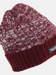 Unisex Thermal Two Tone Winter Beanie Hat - Red - Red