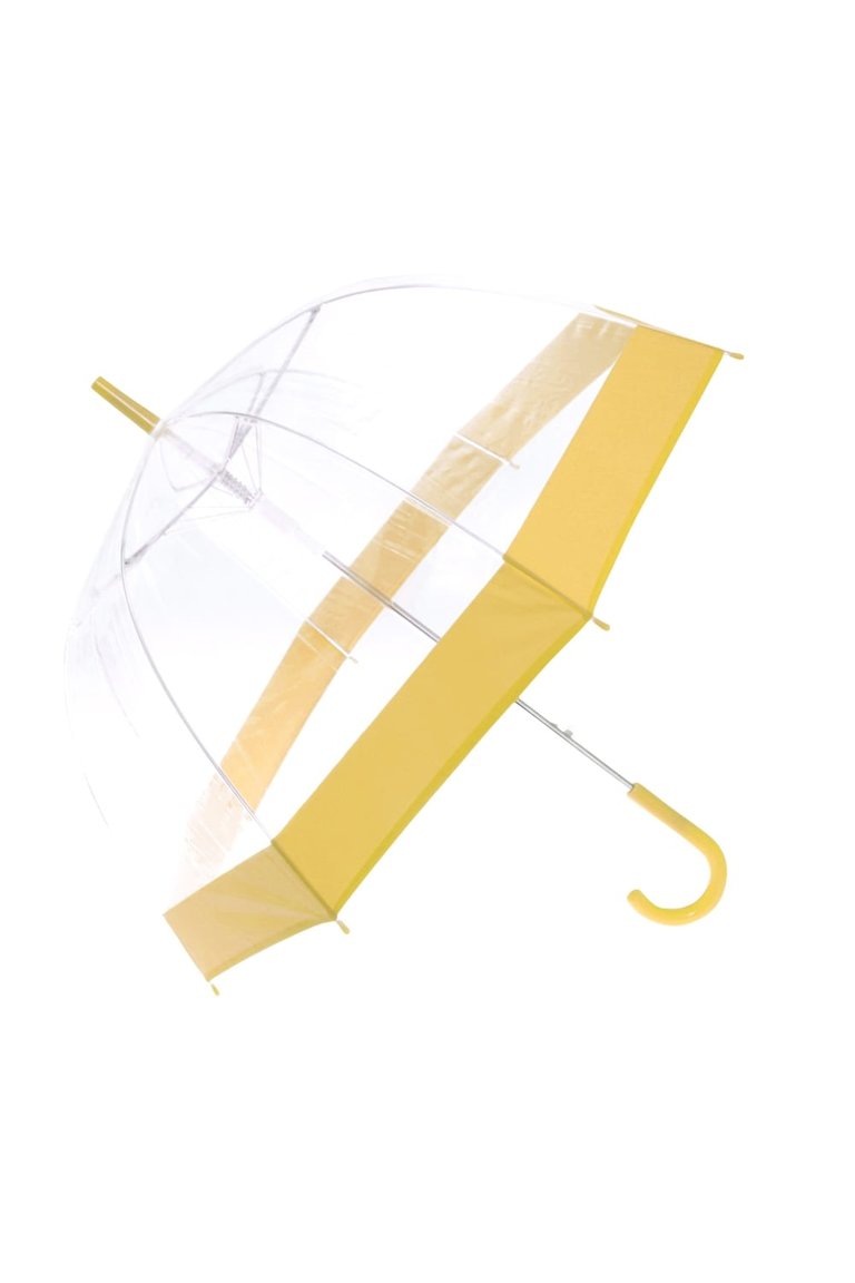 Womens/Ladies Dome Transparent Walking Umbrella (Yellow) (See Description) - Yellow