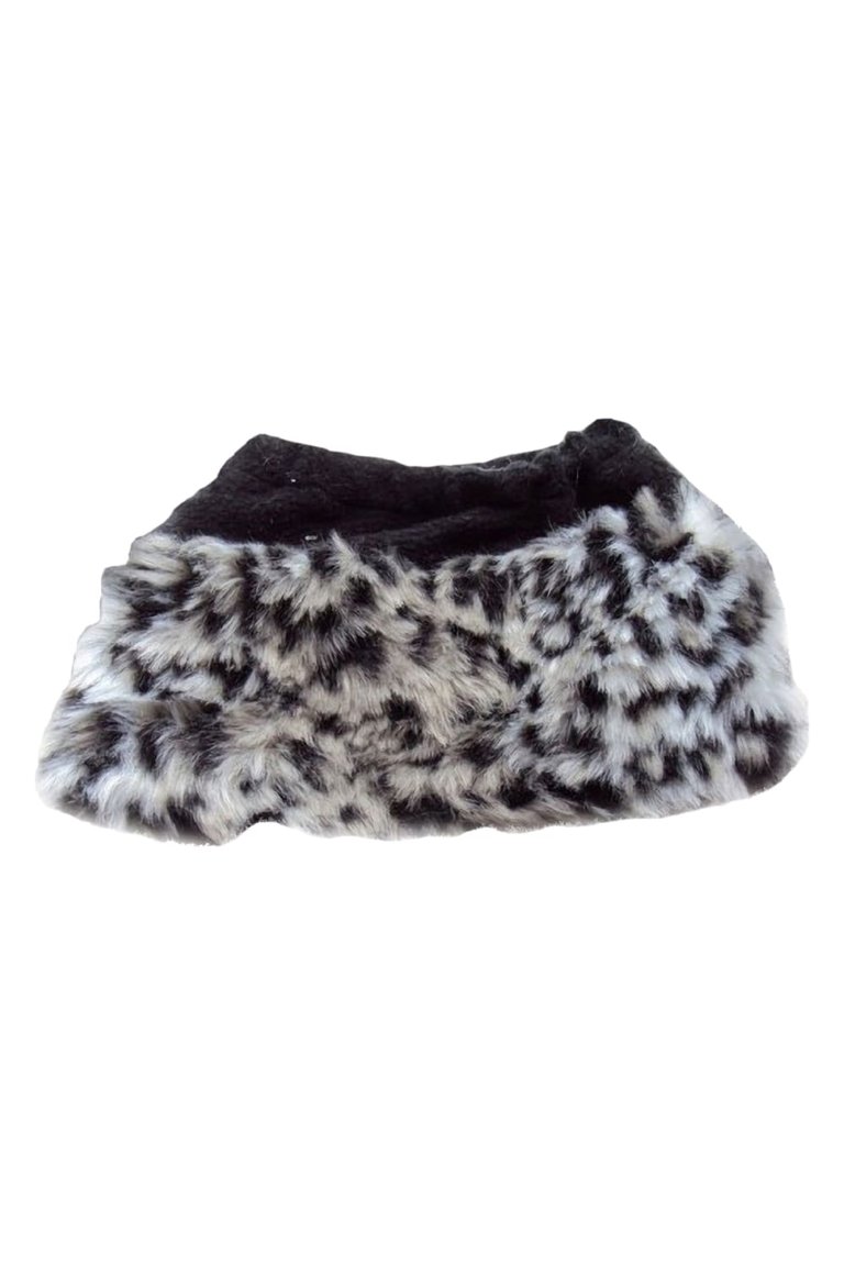 Womens/Ladies Faux Fur Boot Toppers (1 Pair)  - Grey Leopard