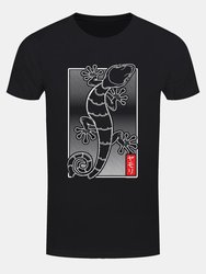 Mens Oriental Gecko T-Shirt - Black/White - Black/White