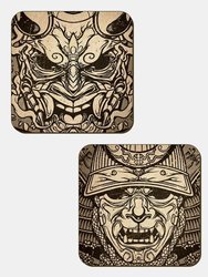 Unorthodox Collective Asian Warriors Coaster Set (Pack of 4) (Beige/Black) (One Size) (One Size)