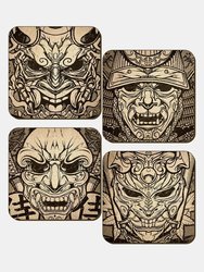 Unorthodox Collective Asian Warriors Coaster Set (Pack of 4) (Beige/Black) (One Size) (One Size) - Beige/Black