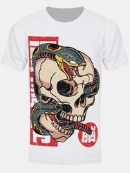 Unorthodox Collective Mens Snake Skull Tattoo T-Shirt (White) - White