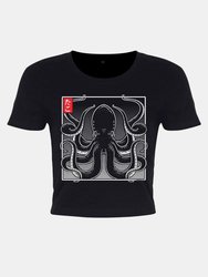 Unorthodox Collective Womens/Ladies Oriental Octopus Crop Top (Black/White) - Black/White