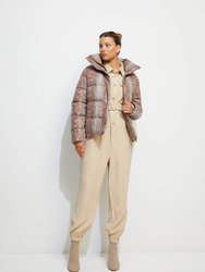 Python Puffer Jacket - Taupe Pink Snake