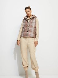 Python Puffer Vest - Taupe Pink Snake