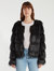 The Elements Stripe Faux Fur Jacket - Black