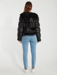 The Elements Stripe Faux Fur Jacket