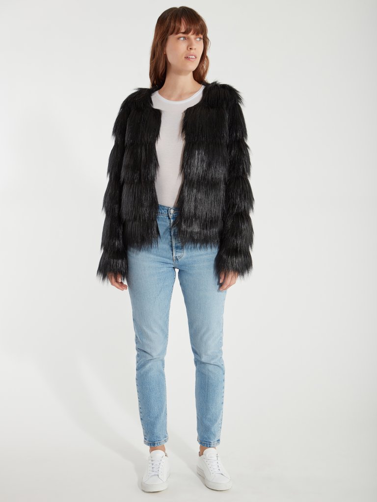 The Elements Stripe Faux Fur Jacket